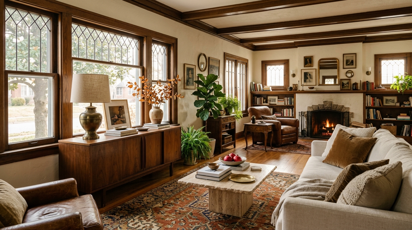 Mid-Century & Historic Kansas City Living Room Styled by Hunt & Hearth